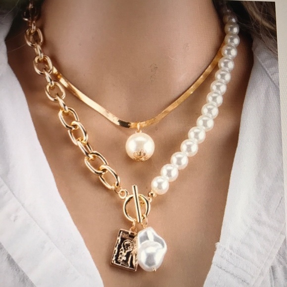 Jewelry - Chain Pearl Choker Necklaces. Stunning NWT 🎁